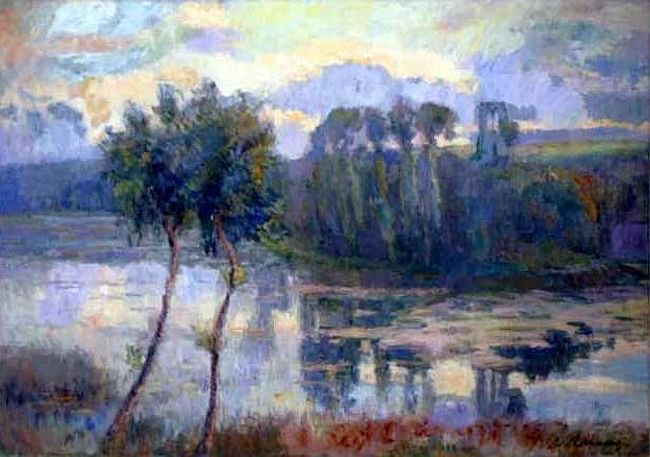 Bord d'&eacute;tant &agrave; Chalou-Moulineux par Albert Lebourg
