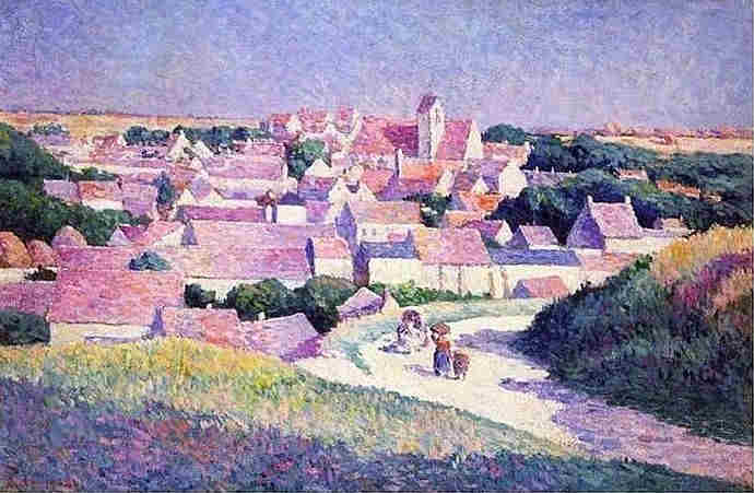 Mumineux, entr&eacute;e du village par Maximilien Luce