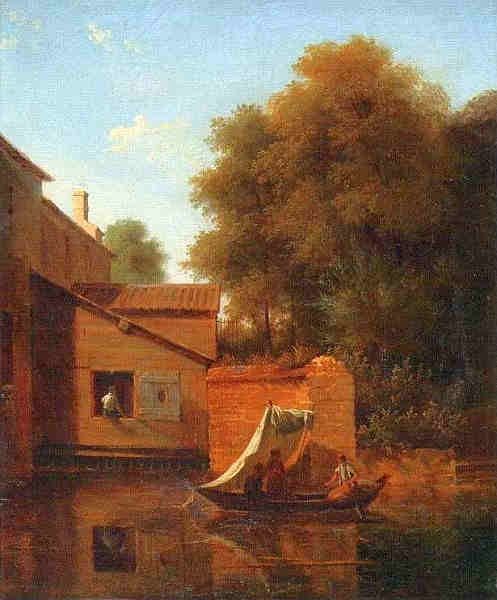 Promenade en barque sur l'Essonne par Jean Victor  Bertin