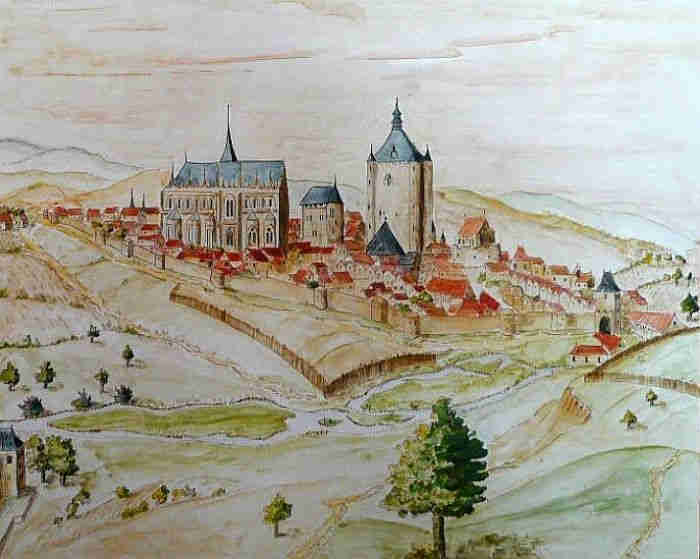 Vue de Dourdan en 1600