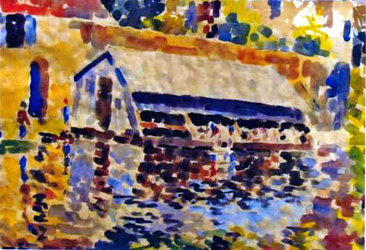 Le bateau lavoir &agrave; Moret-sur-Loing par Zanaroff