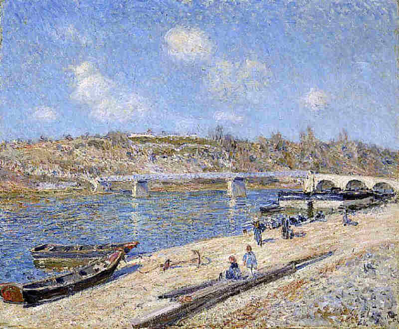 La berge &agrave; St-Mamm&egrave;s  par Alfred Sisley