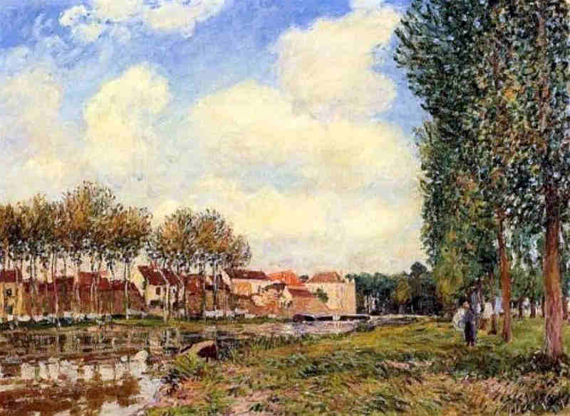Les berges du Loing &agrave; Moret-sur-Loing  par Alfred Sisley