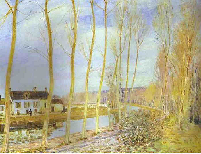 Canal sur le Loing &agrave; Moret-sur-Loing  par Alfred Sisley