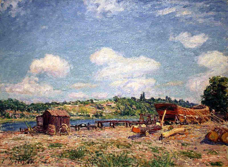 Chantier naval &agrave; St-Mamm&egrave;s  par Alfred Sisley