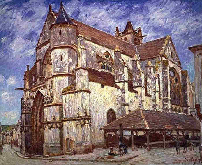 L'&eacute;glise de Moret-sur-Loing  le soir par Alfred Sisley