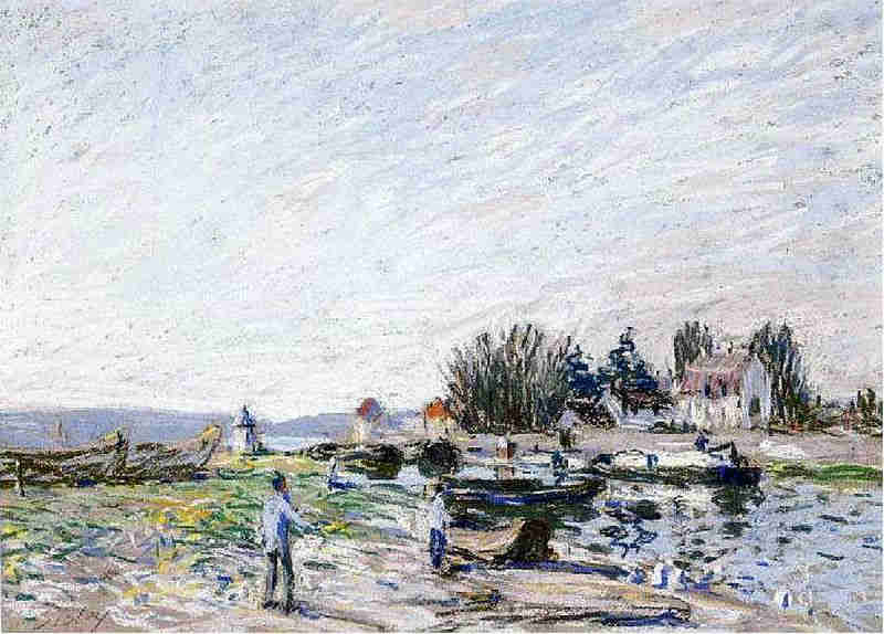 Rives &agrave; St-Mamm&egrave;s  par Alfred Sisley