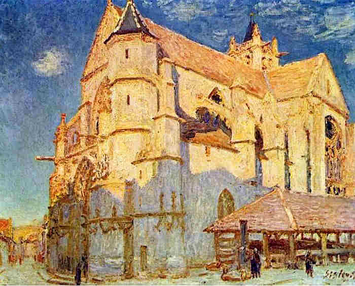 L'&eacute;glise de Moret-sur-Loing sous le soleil par Alfred Sisley