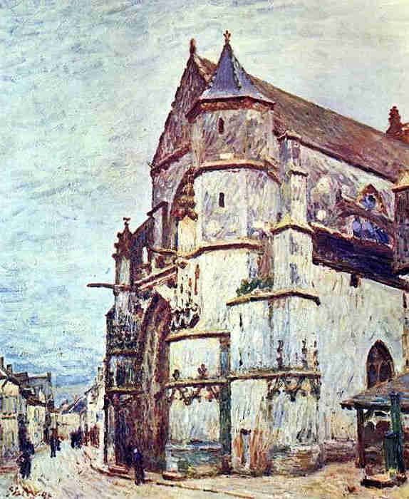 L'&eacute;glise de Moret-sur-Loing en hiver  par Alfred Sisley