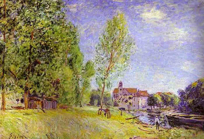 Le chantier naval Matrat &agrave; Moret-sur-Loing   par Alfred Sisley