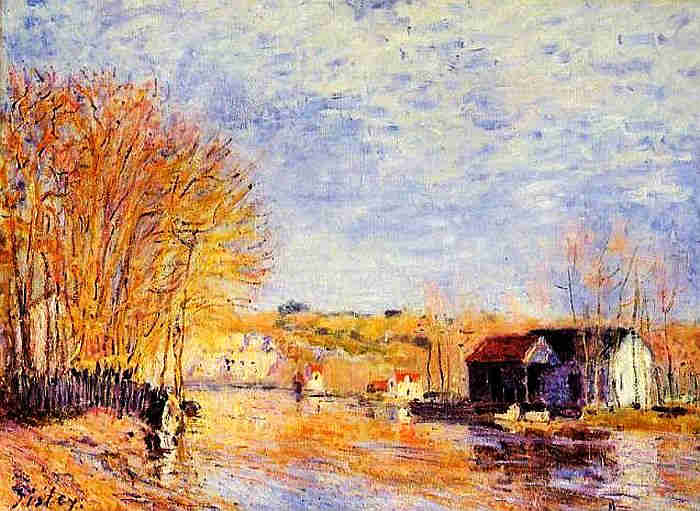 Hautes eaux &agrave; Moret-sur-Loing  par Alfred Sisley