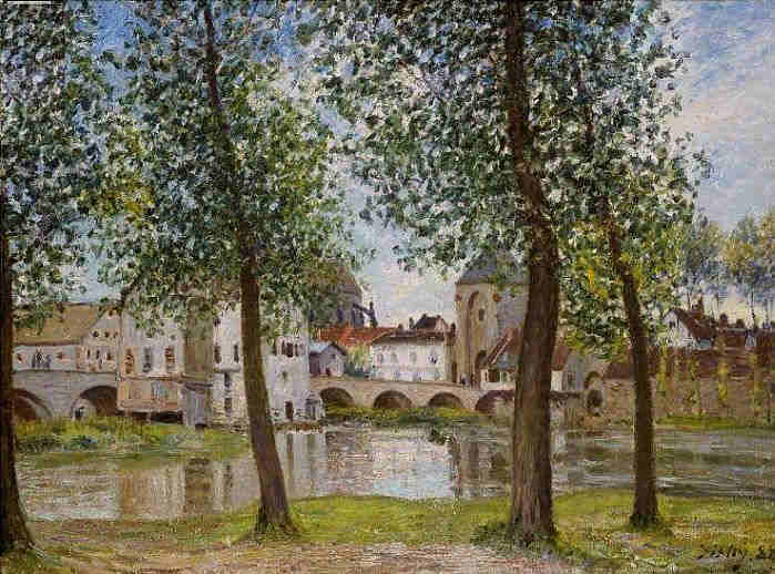 Le pont &agrave; Moret-sur-Loing  par Alfred Sisley