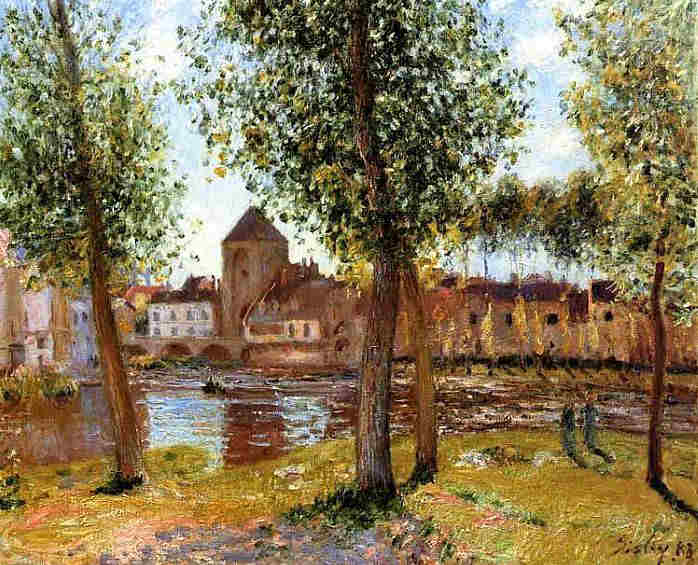Peupliers &agrave; Moret-sur-Loing, apr&egrave;s-midi d'ao&ucirc;t  par Alfred Sisley