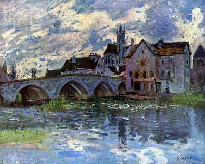 Le pont &agrave; Moret-sur-Loing  par Alfred Sisley