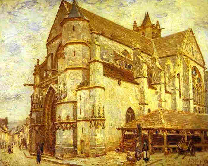 L'&eacute;glise de Moret-sur-Loing par temps de glace  par Alfred Sisley