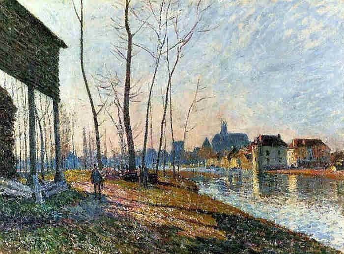 Moret sur Loing un matin de f&eacute;vrier par Albert Lebourg