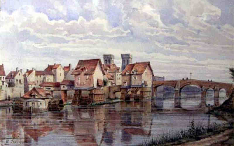 Les moulins du grand bras de la Seine par Henri Fr&eacute;chon