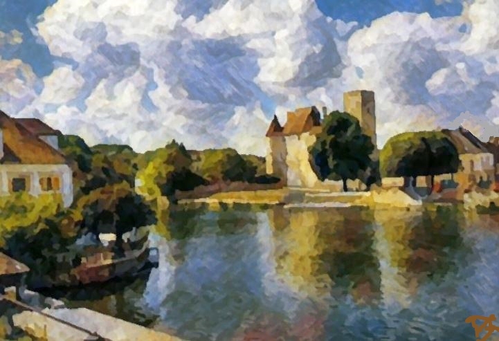 Le Loing et le ch&acirc;teau de Nemmours par Dan Kopel