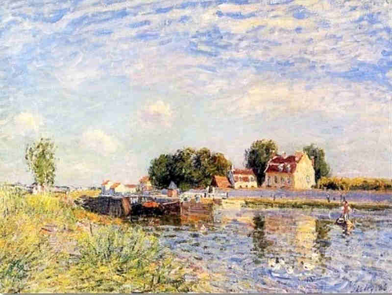 P&eacute;niches sur le Loing &agrave; St-Mamm&egrave;s  par Alfred Sisley