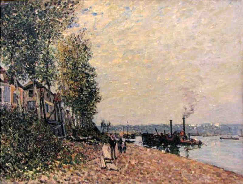 Remorqueurs sur le Loing par Alfred Sisley