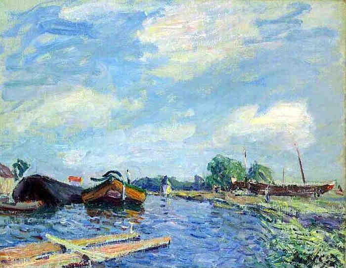 Le canal &agrave; St-Mamm&egrave;s par Alfred Sisley