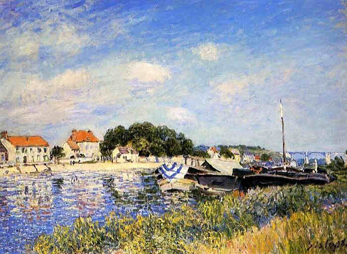 St-Mamm&egrave;s p&eacute;niches au bord du Loing   par Alfred Sisley