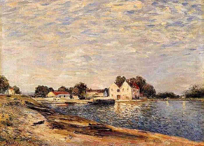 &agrave; St-Mamm&egrave;s, p&eacute;niches sur le Loing  par Alfred Sisley