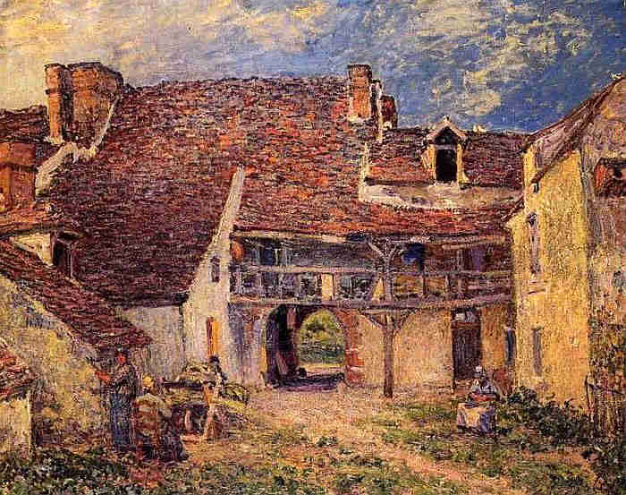 Cour de ferme &agrave; St-Mamm&egrave;s  par Alfred Sisley