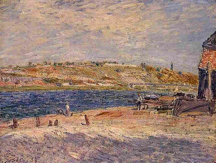 Rives du Loing  &agrave; St-Mamm&egrave;s le soir par Alfred Sisley