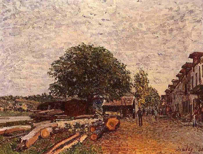 Site de construction navale &agrave; St-Mamm&egrave;s  par Alfred Sisley