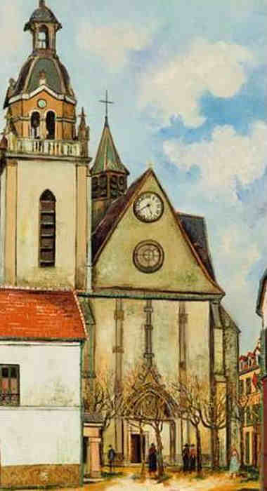L'&eacute;glise de Nemours par Maurice Utrillo