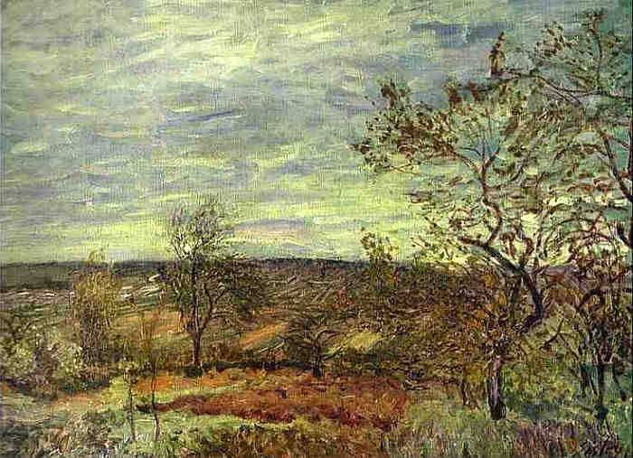 Jour venteux &agrave; V&eacute;neux par Alfred Sisley