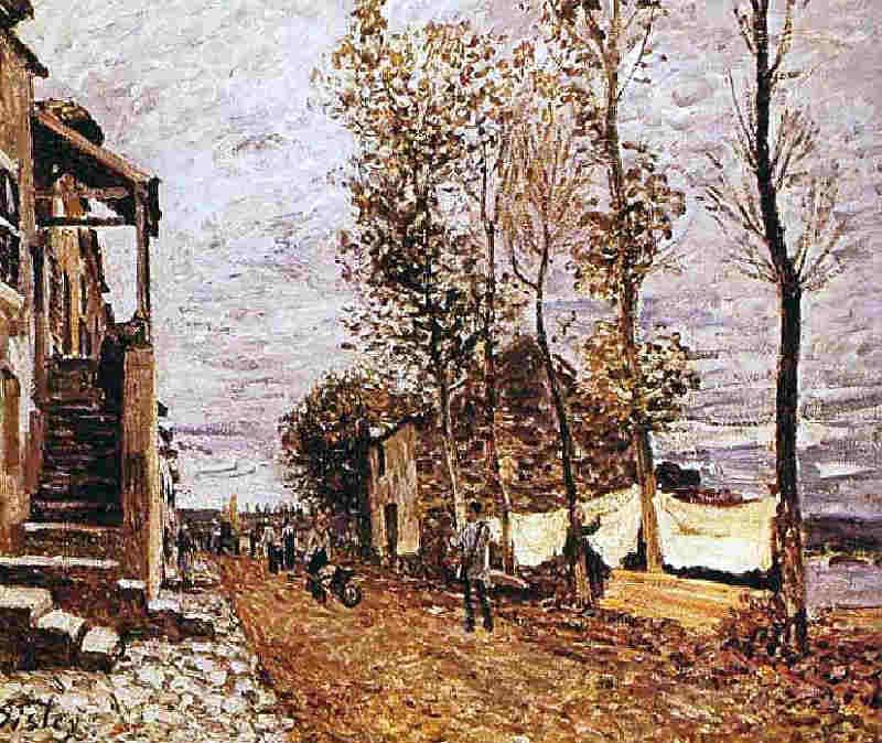 Vieilles maisons &agrave; St-Mamm&egrave;s, en automne   par Alfred Sisley