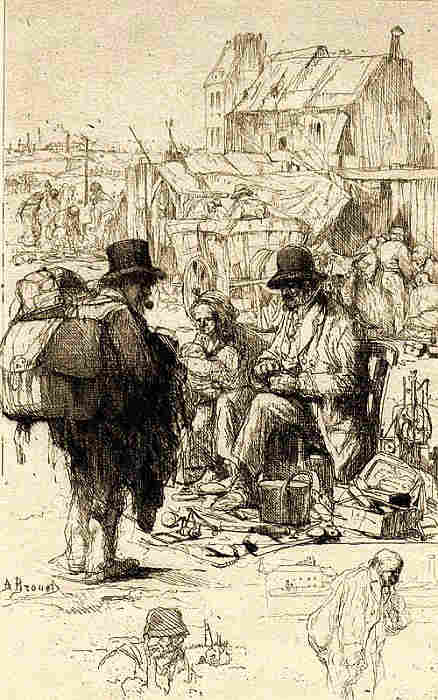 Les puces de St-Ouen, gravure