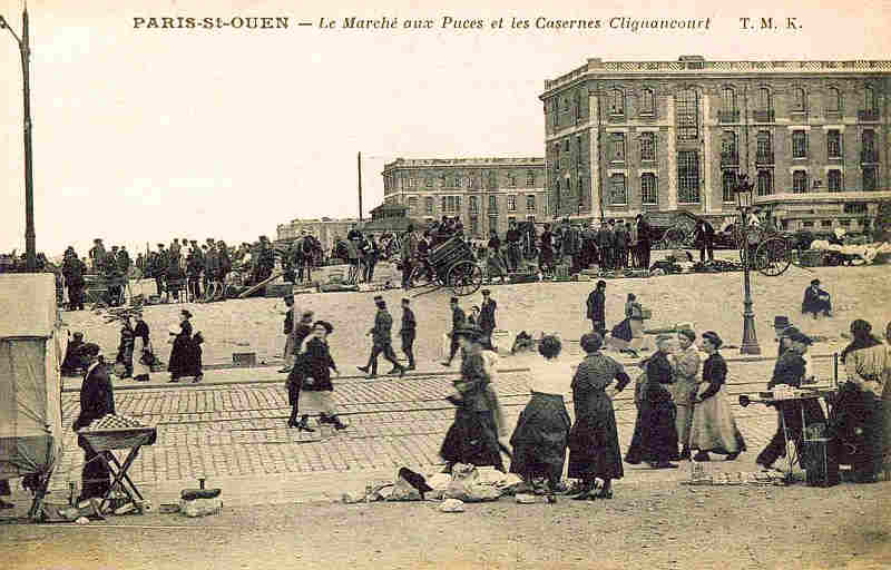 Vers les puces de St-Ouen, porte de Clignancourt en  1900