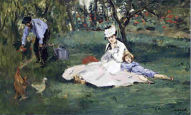 Argenteuil, la famille Monet dans son jardin  par Edouard Manet