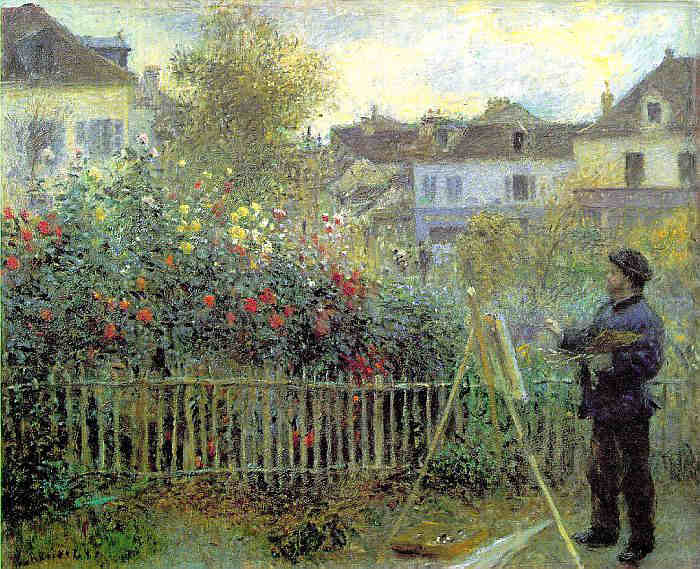 Monet dans son jardin &ccedil; Argenteuil par Pierre Auguste Renoir