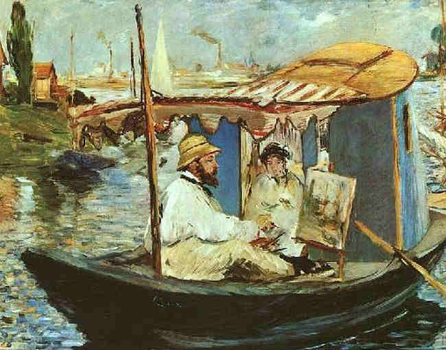 Argenteuil, Monet et sa femme dans son bateau  par Edouard Manet