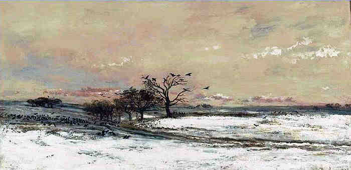 Neige dans la plaine d' Auvers sur Oise par Daubigny