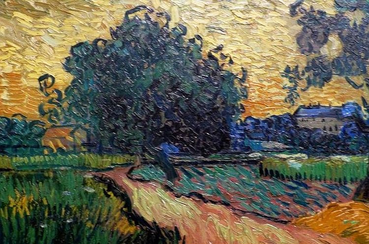 Chateau d'Auvers soleil  couchant par van Gogh