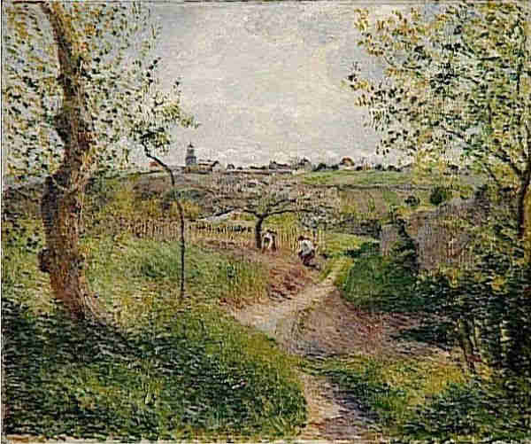Chemin montant &agrave; travers champs, c&ocirc;te des Grouettes &agrave; Pontoise par Pissaro