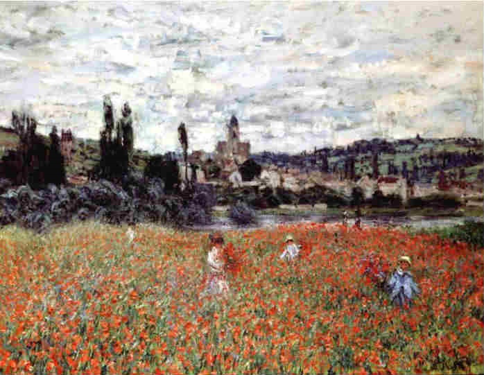 Coquelicots pr&egrave;s de V&eacute;theuil par Claude Monet