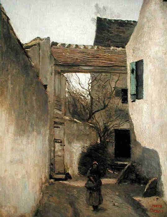 Coin de village &agrave; Ecouen par Camille Corot