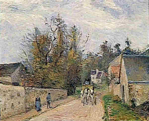 Pontoise, la  diligence route d'Ennery &agrave; l'Hermitage par Camille Pissaro