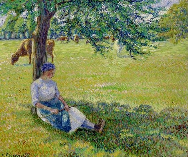 Gardeuse de vaches &agrave; Eragny par Camille Pissaro