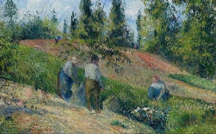 La r&eacute;colte &agrave; Pontoise,par Pissaro