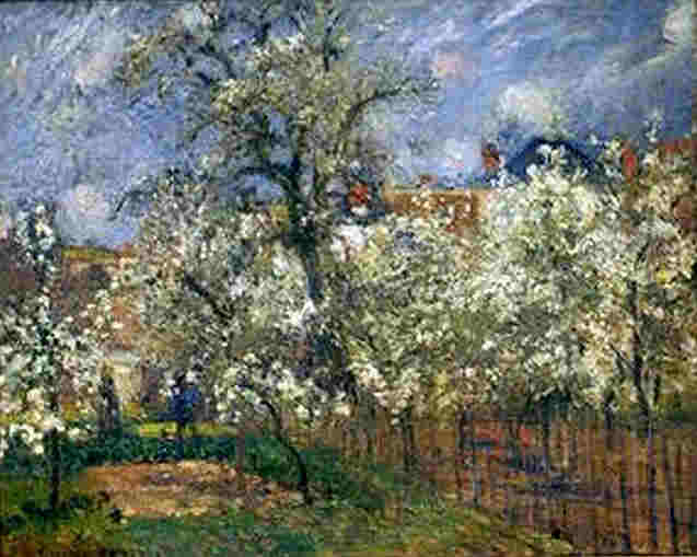Pontoise, jardin de Maubuisson, poiriers en fleurs par Camille Pissaro