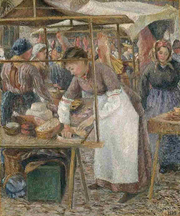 Pissaro la charcuti&egrave;re au march&eacute; de Pontoise