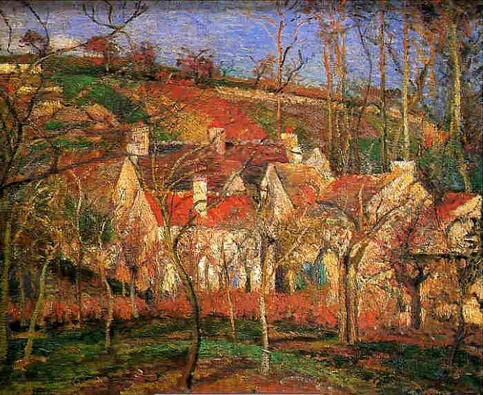 Les toits rouges, c&ocirc;te de St-Denis &agrave; Pontoise  par Camille Pissaro