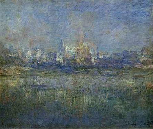 V&eacute;theuil dans le brouillard par Claude Monet